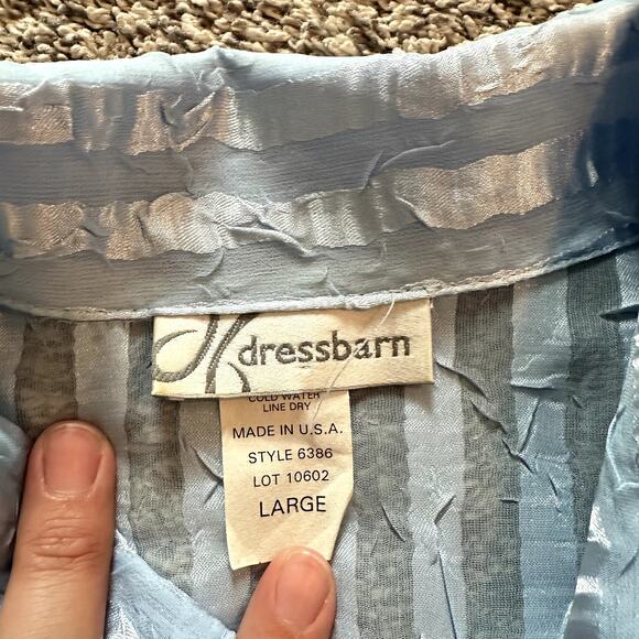 VTG DRESSBARN Sheer Striped 3/4 Sleeve Button Down Size L Indie Eclectic Hipster - Picture 8 of 9